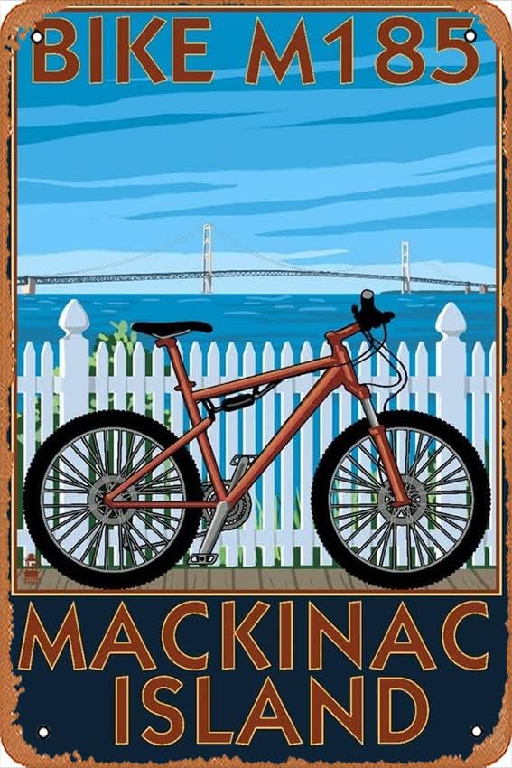 Mountain Biking Michigan - Tabliczka metalowa w stylu vintage Mackinac